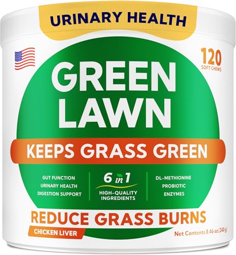 GOODGROWLIES Green Grass Lot de 120 friandises à mâcher pour chien – Solution neutralisante d'urine pour les taches de brûlure d'herbe – Fabriqué aux États-Unis
