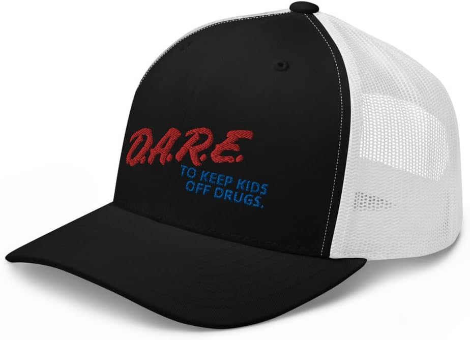 Dare to Keep Off Drugs Trucker Hat Mid Crown Curved Bill Adjustable Cap