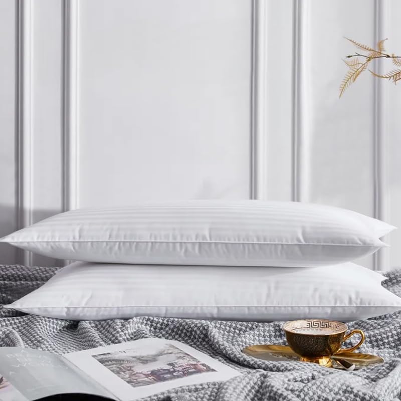 Thin Flat Soft Low Pillows Standard Size Set of 2, Down Alternative Filled Bed Pillows for Side Back and Stomach Sleepers 20x26 - Image 4