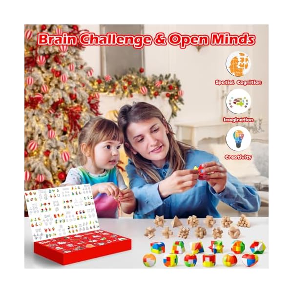 Calendrier de l'Avent 2024 Casse-Tête - 24 jours de Noël avec Casse-Têtes en Plastiques et en Bois, Puzzles 3D, Tests de QI et Jeux de Démêlage pour Enfants, Filles, Garçons, Adolescents et Homme 51VCiY3QqrL. SS600