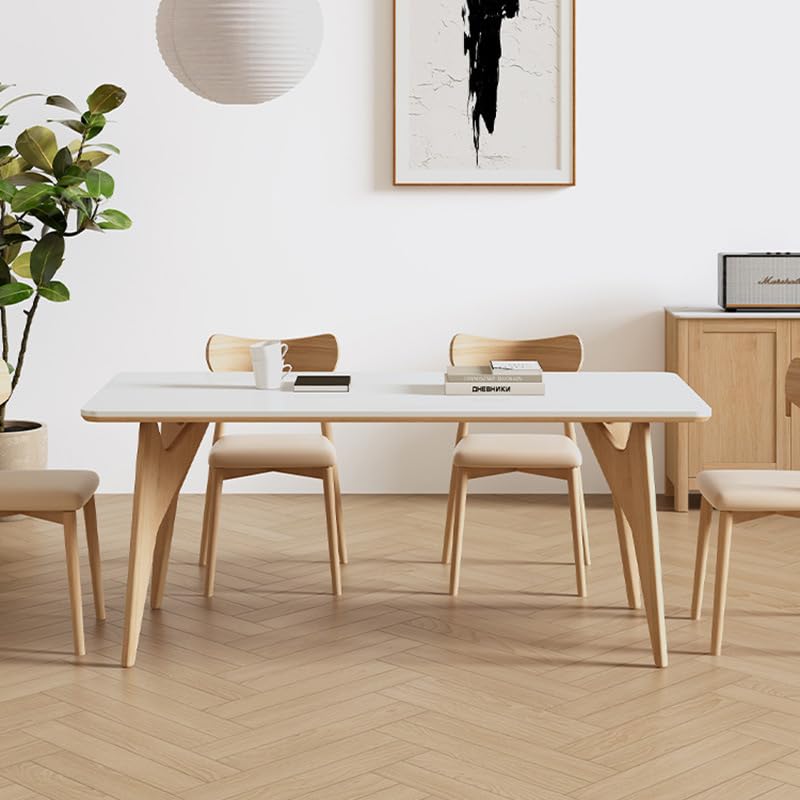 Mesa De Comedor Mesa de Comedor y sillas Madera Maciza for apartamento pequeño, Moderna Sencilla, Estilo Crema Mesas De Café para Sala De Estar(160x80x75cm)