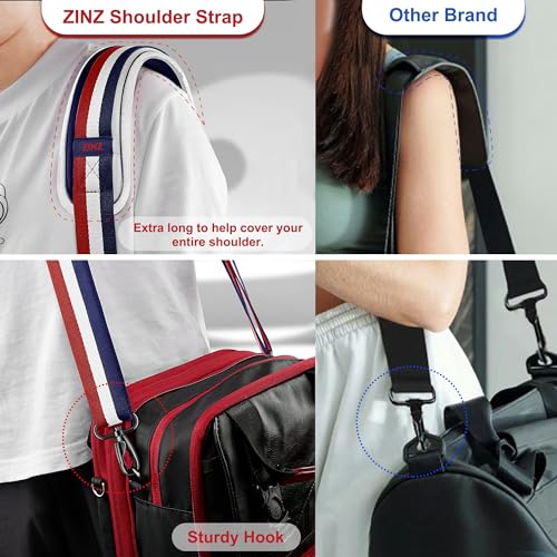 Image of ZINZ 74 inch Shoulder Strap with Fixed Pad and Dual Balanced Buckles,Blue-White-Red Stripe