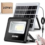 Dopwii Lamparas Solares Exterior 8000mAh, Luces Solares para Exterior Jardin, Panel Solar Bifacial con Absorción de Luz de 360°, Lámpara Solar con...