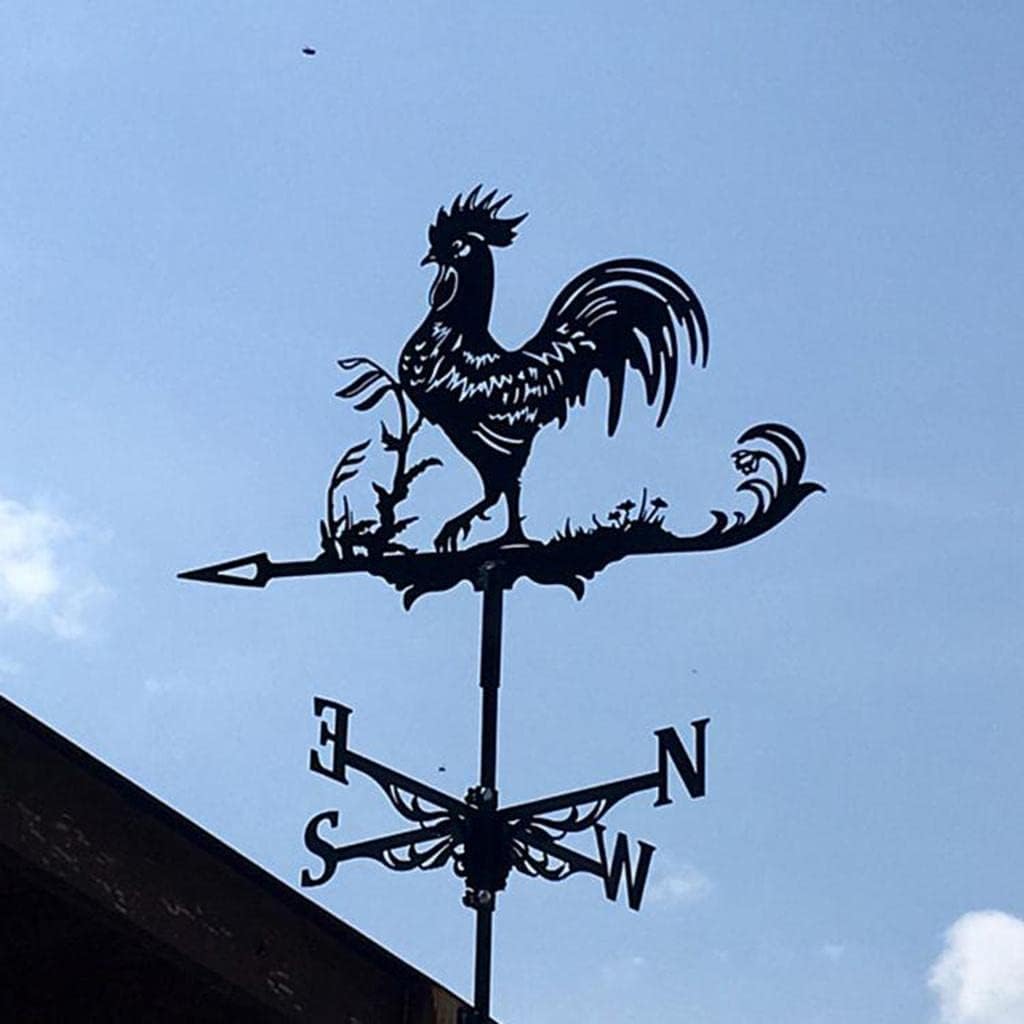 Fenteer Metal Rooster Shape Weathervane Roof Mount Weather Vane Outdoor Scene Chicken Garden Weather Vane for for Shed Garden Yard Patio Decor