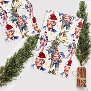 UPBRSNO Trmp wrapping paper, Trmp Christmas wrapping paper, President Donald Gift Wrapping paper, Holiday wrapping paper, Santa Wrapping paper(white 27.5″X 35.4″)