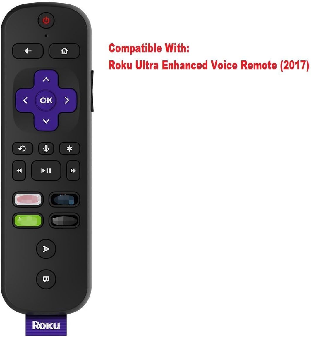 Silicone Remote Case for Roku Ultra 2017/2018(4661) Remote Control Protective Cover for Roku Ultra 4661R with Power Button Remote Jack Hole Cutout Anti-Slip Anti-Lost with Hand Strap (Red)