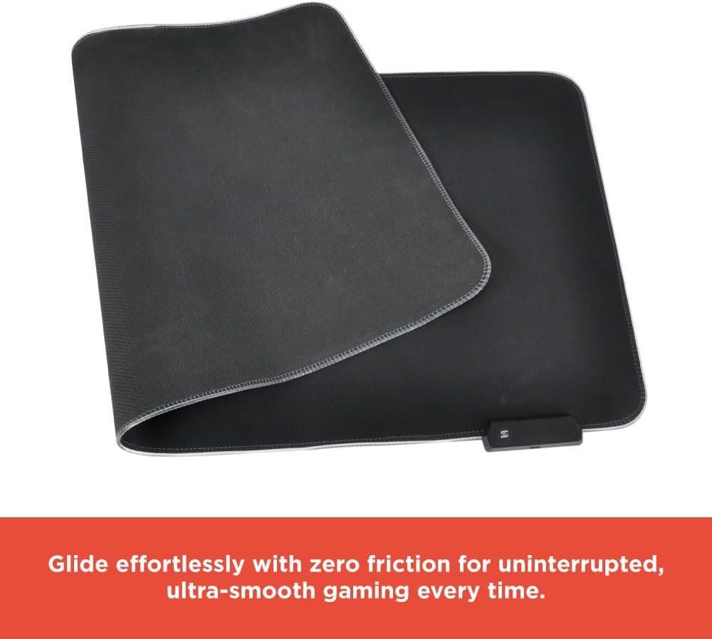 RadioShack RGB Gaming Mouse Pad with RS Logo, Customizable Light Up Mouse Pad Offers Multiple Color Modes for Enhanced Gaming Setup, Black
