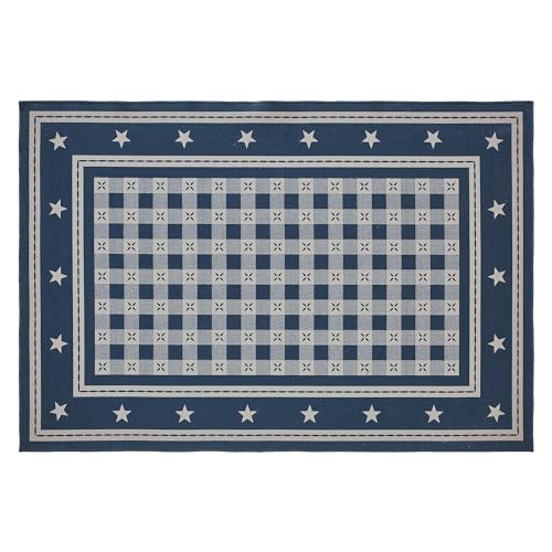VHC Brands My Country Indoor Rug Rect 48x72, Polyester Area Rug, Accent Rug, Floor Decor, My Country Collection, Rectangle 48x72, Deep Indigo