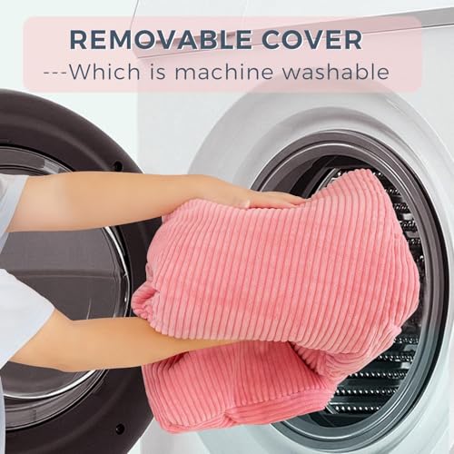 Image of MAXYOYO Folding Sofa Bed, Floor Sofa Convertible Chair with Washable Cover, Floor Couch Lounge Bean Bag Chair Bed for Living Room, Pink, 54x91 Inch