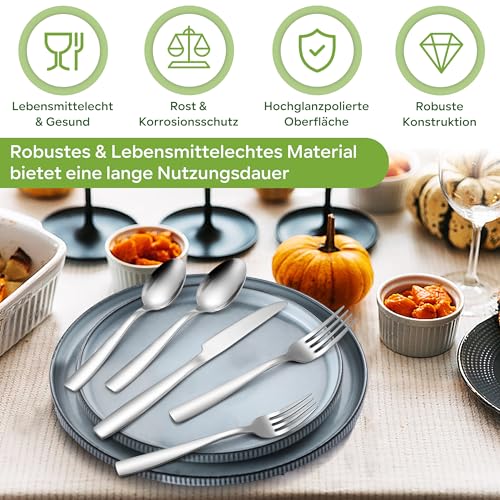 Homikit Besteck Set, 30-teilig Besteckset für 6 Personen, Edelstahl Poliert Essbesteck, Elegantes Besteck mit Messer Gabel Löffel für Hause Küche Restaurant, Gesund & Spülmaschinengeeignet