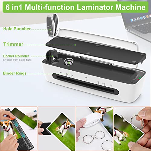 Image of Laminator Machine with Laminating Sheets A4 Portable Thermal Lamination 9-Inch Laminate for Personal Office School Home Use, 6 in 1 Laminater Quick Warm Up Never Jam