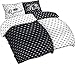 BaSaTex 3 teilig Microfaser Partner Bettwäsche Set Queen King 1x 200x200 2X 80x80 cm Weiss Schwarz