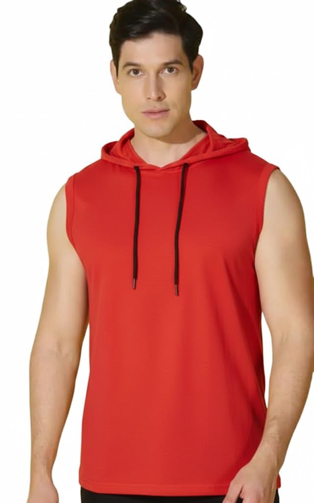 Men's Slim Fit Solid Sleeveless Hoodie Neck-picture-55