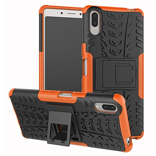 LFDZ Sony Xperia L3 Funda, Soporte Cáscara de Doble Capa de Cubierta Protectora Heavy Duty Silicona híbrida Caso Cover Funda para Sony Xperia L3 (No Encaja Sony Xperia L2),Naranja
