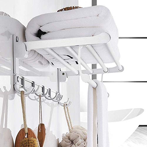 Toallero de aluminio espacial con estante de baño plegable doble de 60 cm 3