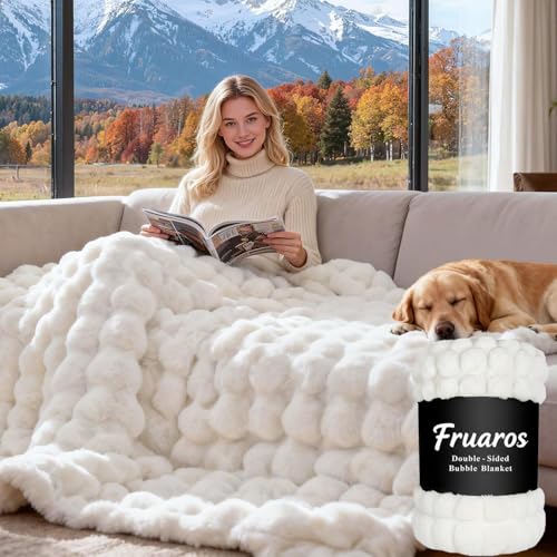 Luxury Double-Sided 3D Bubble Faux Fur Throw Blanket – Ultra