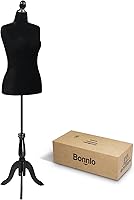 Vista 11 de Bonnlo Maniquí de costura, apto para clavar alfileres, para vestido de mujer, con base de trípode de madera.