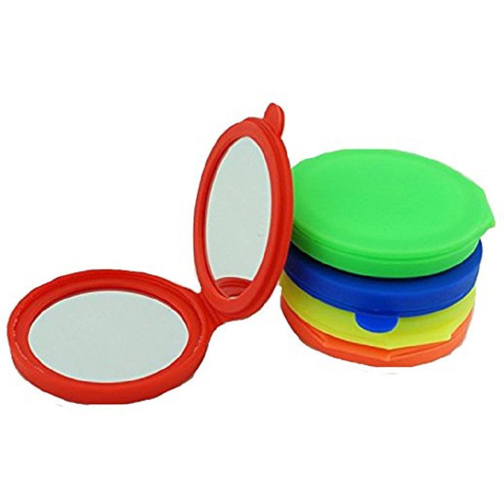 MELADY® Mini Portable Pocket Makeup Mirror Silica Gel Double Sides (One is Normal,Another is Magnifying) (Green) image 3