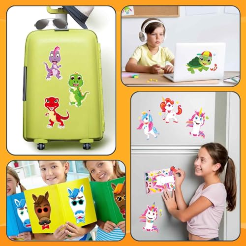 Image of 24 Sheets Make a Face Stickers for Kids Toddlers, Make Your Own Animal Mix and Match Sticker Sheets with Sea Animals Horses Dinosaurs Unicorns for Kids Crafts Party Favors Goodie Bags Stuffers