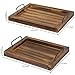 MyGift 2 Piece Set Torched Wood Decorative Trays with Black Metal Rectangular Handles, Nesting Serving Boards or Centerpiece Bases for Coffee Table Ottoman