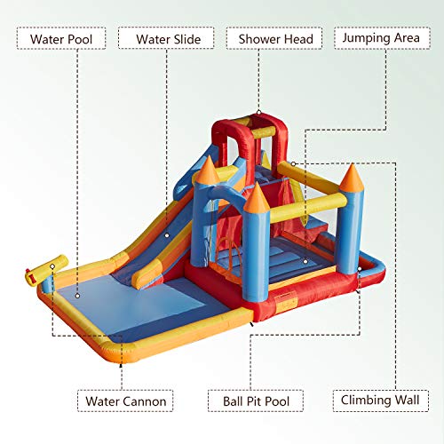 Kinfant Inflatable Water Slide, Bouncy Waterslide Park For Kids Backyard Outdoor Fun With Climbing Wall, Long Slide, Splash Pool, Blow Up Water Slides Inflatables For Kids And Adults Party Gift #TOP3