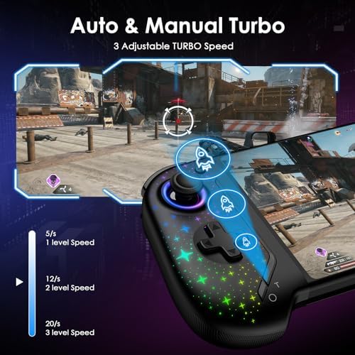 Moonag Switch Controllers Compatible with Nintendo Switch/OLED, Hall Effect One-Piece Controllers with 6-Axis Gyro, Motion Control, Wake-up, Dual Vibration, Turbo, 1000mAh Battery, Star - 4