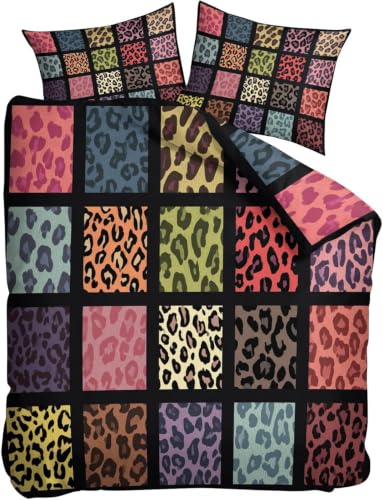 Ensemble de literie en microfibre douce style léopard multicolore - 2