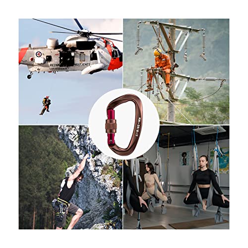 Naumone 25Kn Climbing Carabiner Uiaa Certified - D Shaped Screw Lock Heavy Duty Aluminum Carabiner Clip, Professional Screwgate Locking Carabiner For Rock Climbing, Mountain, Rappelling (5 Pcs, Brown) #TOP7