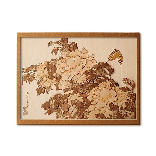 KINOWA Ukiyoe Art Kit Kiharie Peonies and Butterfly by Hokusai Made in Japan