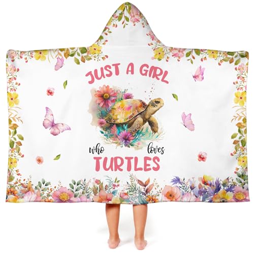 Image of Turtle Hooded Bath Towels for Girls,Soft Cotton Swimming Shower Beach Blanket (Turtle)