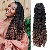 24 Inch Goddess Faux locs Crochet Hair 6 Packs/Lot Soft Gypsy Locs Wavy Crochet Braids Dreadlocks 3 Tone Curly Wavy Twist Braiding Hair Extensions African Roots Braid（1B/4/30)