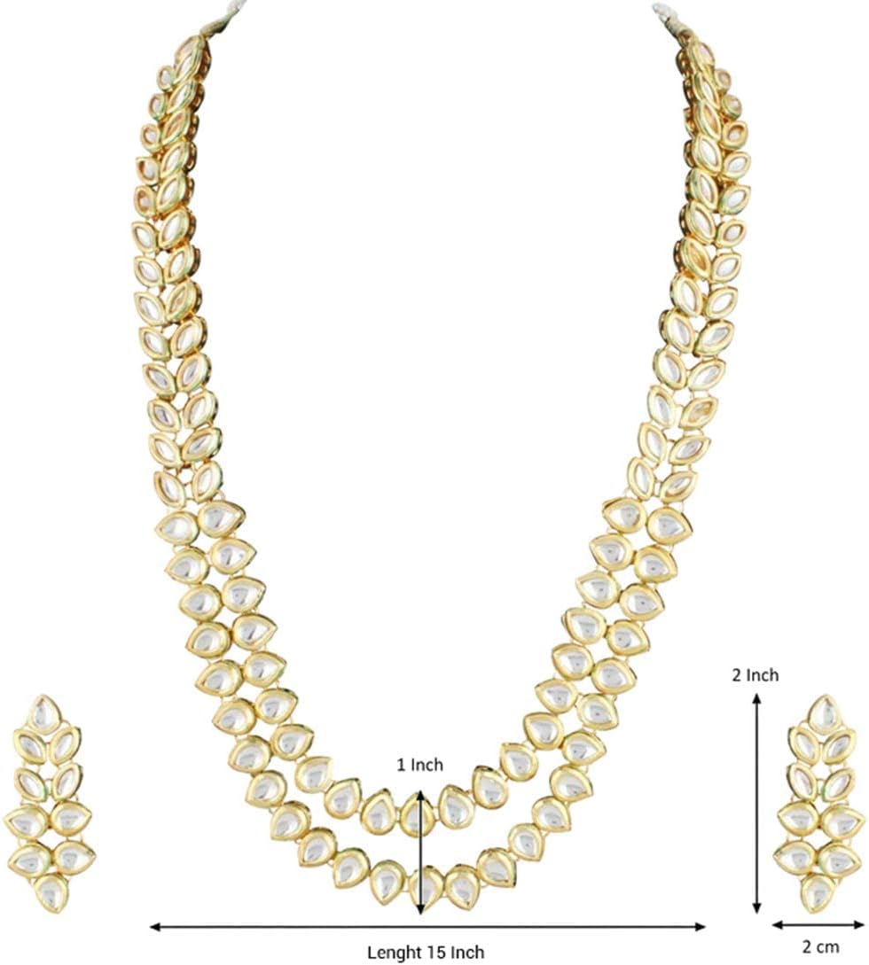 I Jewels Gold Plated Indian Wedding Bollywood Kundan Necklace Jewellery Set with Earrings for Women