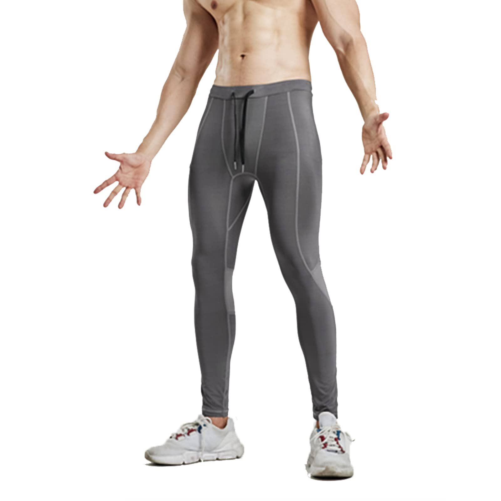 Runhit Pantaloni a compressione da uomo a 3/4 con tasche, leggings per allenamento atletico, intimo intimo, Confezione da 2 tasche per pantaloni a 3/4: nero 1, M