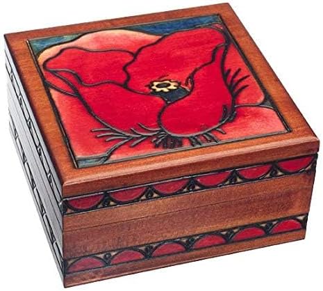 Enchanted World of Boxes Georgia O'Keefe Red Poppy Flower Polish Linden Wood Jewelry Keepsake Box image 5