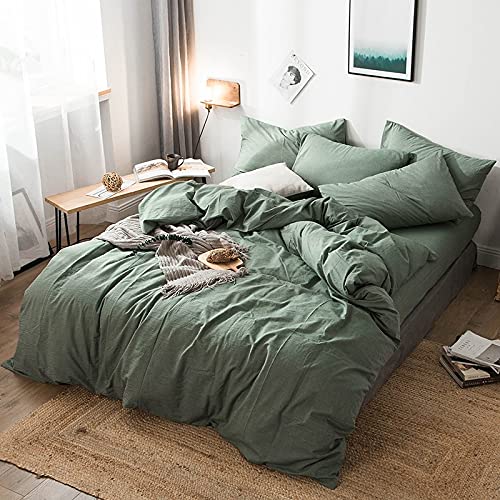 Housse de couette 100% coton lavé haut de gamme pour parure de lit double chic