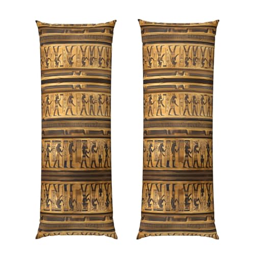 Funda de almohada corporal con cremallera con estampado de jeroglíficos egipcios, funda de almohada corporal, cremallera oculta lateral larga, 20 x 54 pulgadas