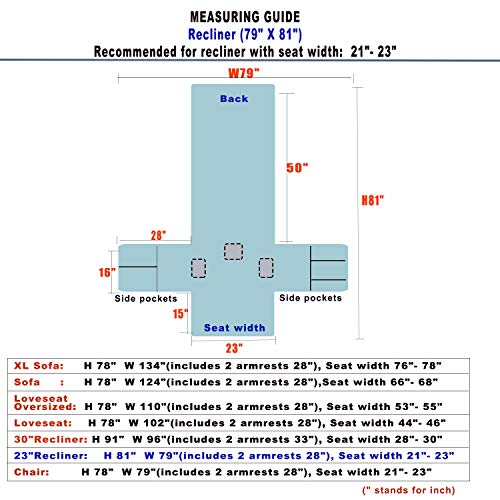 Rbsc Home 23 Inch Waterproof Anti-Slip Recliner Slipcovers (2019 Protector Seat Width Up To 23 Inch For Pets, Baby, Dogs, Cats And Kids (23" R Darkblue) #TOP3