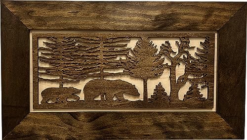 Bellewood Designs Bear in the Woods Hidden Gun Safe - Handcrafted Gun Concealment Decor - Hidden Gun Shelf with Magnetic Lock for Quick Access - Hidden Wall Safe for Secure Storage - Made in USA thumbnail 2