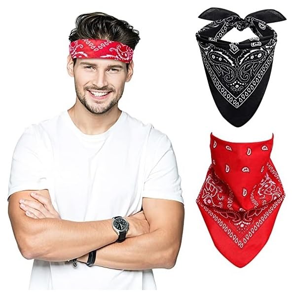 Multi-Purpose Fancy Trendy Men Handkerchief 100% Cotton Novelty Printed Paisley Cowboy Bandana for Men Women
