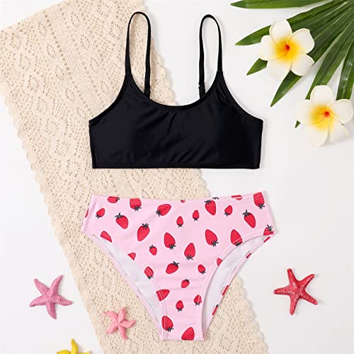 Roupa de banho para bebê menina verão à prova de desgaste top sólido e estampa floral biquíni roupas