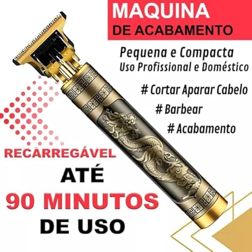 Máquina de Cortar Cabelo Profissional Barba Pezinho Personalizada Com Limitador de Lamina Ajustável