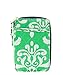 Damask Floral Bloom Print Quilted Mini Wallet Wristlet Green