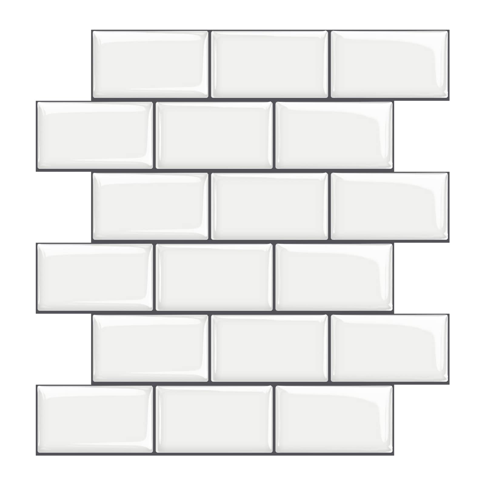 Crystiles Peel and Stick Tile Backsplash Subway White 12"x12" Thicker 91212838 Pro