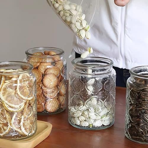 Image of ANSQU Glass Jar with Lid, 23.7 oz Decorative Mason Jar, Coffee Canister | Glass Storage Container with Lid, Airtight Kitchen Canister for Coffee, Tea, Sugar, Candy, Cute Jar