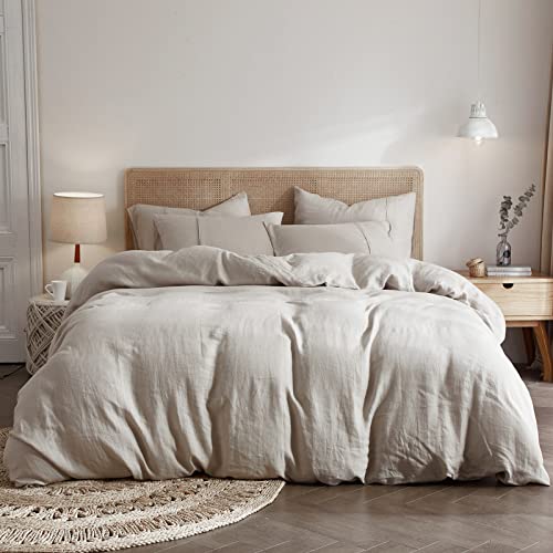 HYPREST 100% Pure French Linen Duvet Cover with Stone Washed, Ultra Soft and Cooling Linen Bedding Duvet Cover Set King Size, Moisture-Absorbing & Breathable & Durable(No Comforter or Insert) - Thumbnail 2