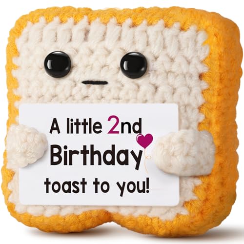 Ovrrcame 2nd Birthday Gift Idea, Funny Crochet Toast Keepsake for Two Year Old Birthday Boy or Girl, Unique Celebration Idea Present from Aunt, Uncle, Grandparents, Memorable Card Alternative