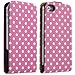 Pink and White Polka Dot Pattern Magnet Flip Hard Leather Case For Apple iPhone 4S / 4 (AT&T, Verizon, Sprint)