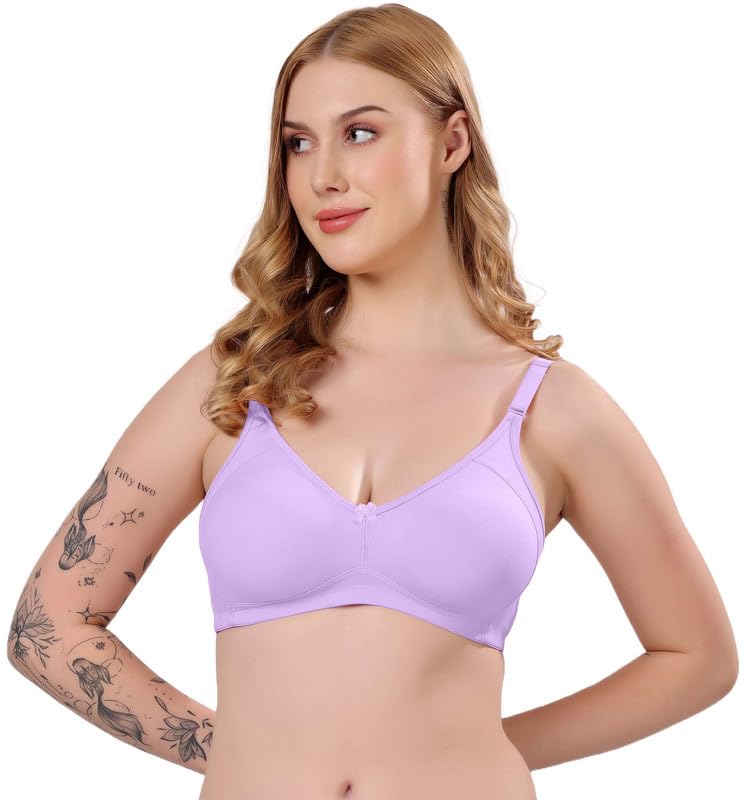 Image of London Hills Regular Bra for Women Everyday Non Padded Wire Free Full Coverage Cotton Blend