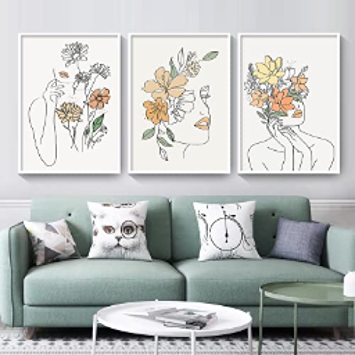 Affiches Mur Art Abstrait Féminin | Toile Haute Qualité Fleur Feuille Plante 60x80