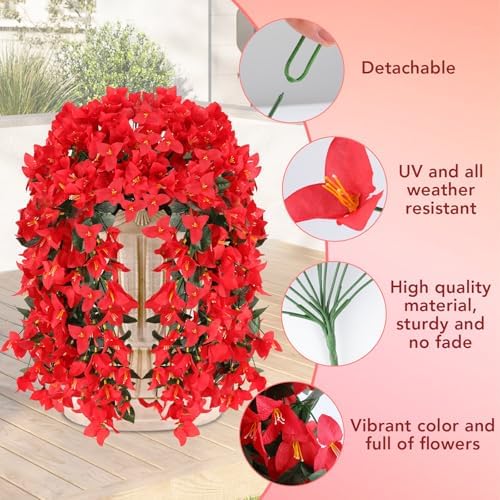 Artificial Bougainvillea Flowers - UV Resistant Red Vines